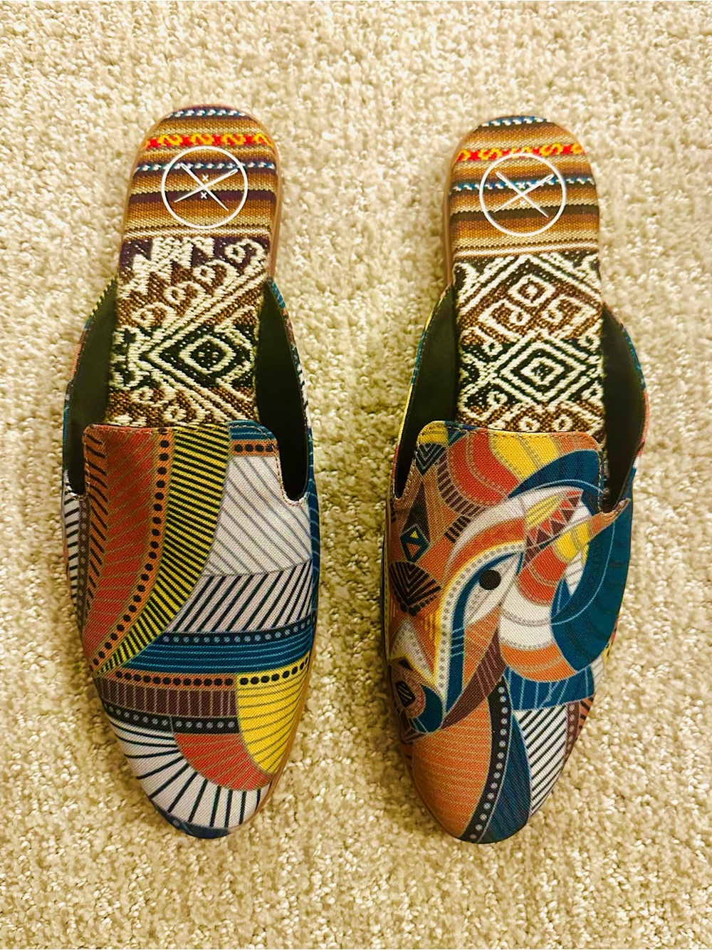 Inkkas Cyperus Slides Boho Beach Resort Wearable Art Flat Mule Shoes Size 7